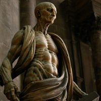Skinned statue