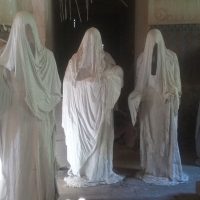 The ghostly sculptures inside the Church of Saint George (Luková).