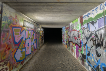 <b>Author:</b> PantheraLeo1359531<br>
<b>License:</b> <a href="https://creativecommons.org/licenses/by/4.0/" target="_blank" rel="noopener">CC BY 4.0</a> Underpass at Untreusee at night It is reminiscent of a liminal space Wikimedia PantheraLeo1359531 CC BY 4 0
